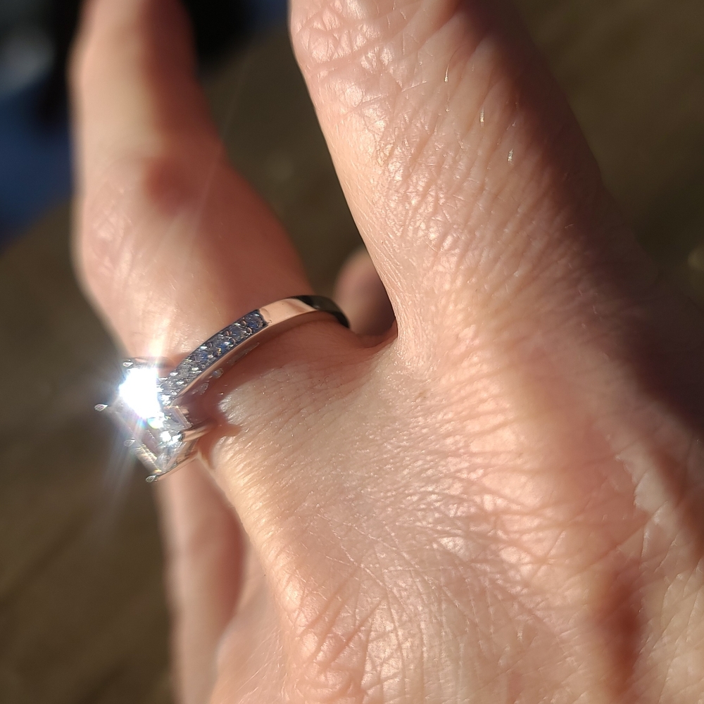 Huge emerald cut white sapphire engagement style ring size 7.5 - Picture 7 of 12